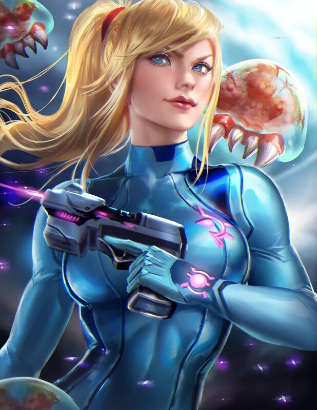 Samus Aran in Power Suit — Blue, Dramatic