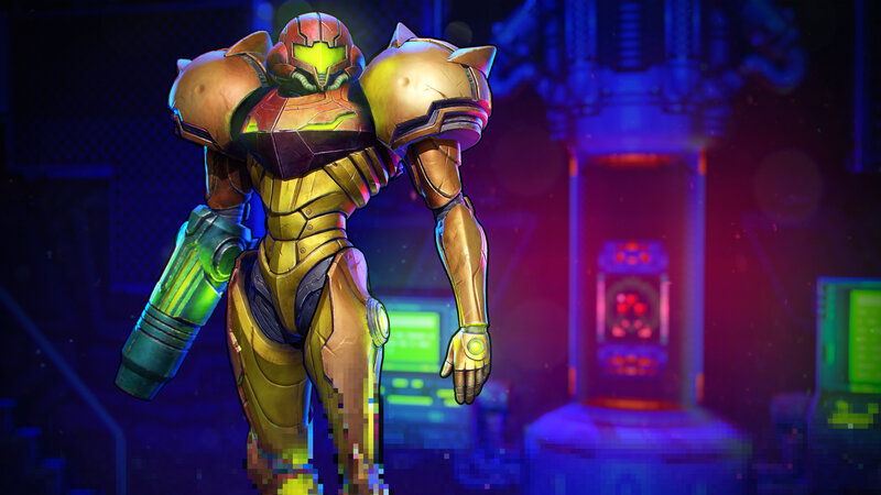 Samus Aran in Power Suit — Gold, Dramatic, Night