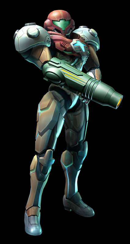 Samus Aran in Power Suit — Green, Dramatic, 3d Render