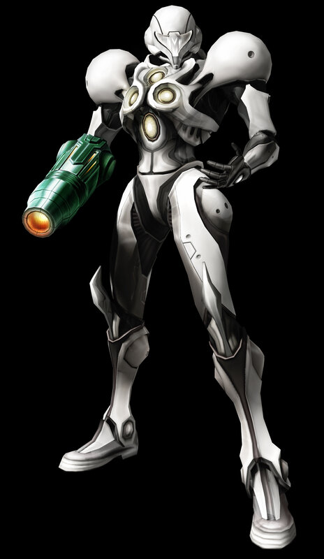Samus Aran in Power Suit — White, Dramatic, 3d Render