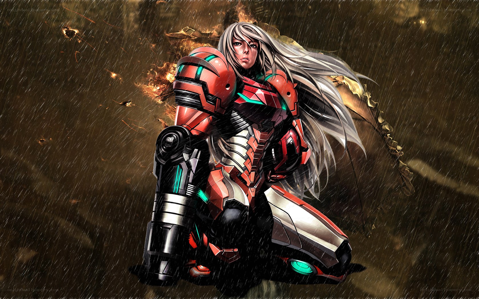 Samus Aran in rain