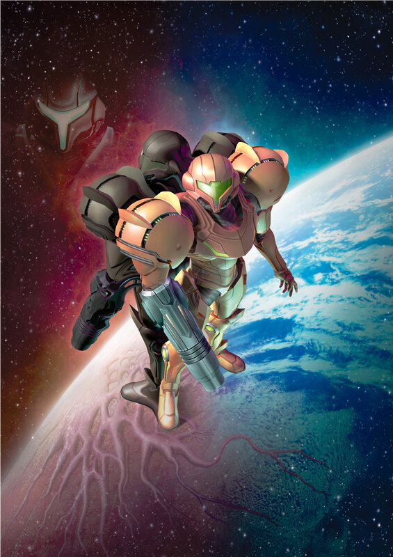 Samus Aran in space