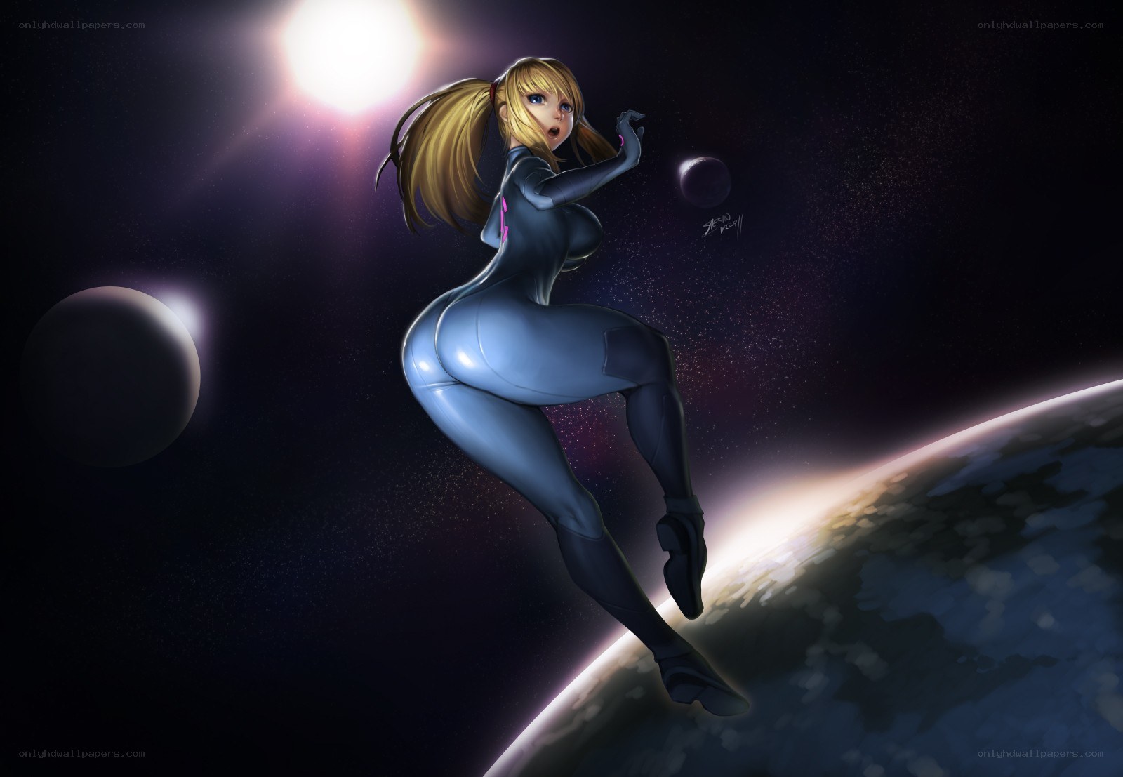 Samus Aran in space