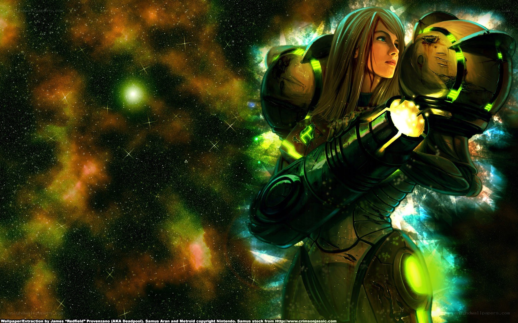 Samus Aran in space