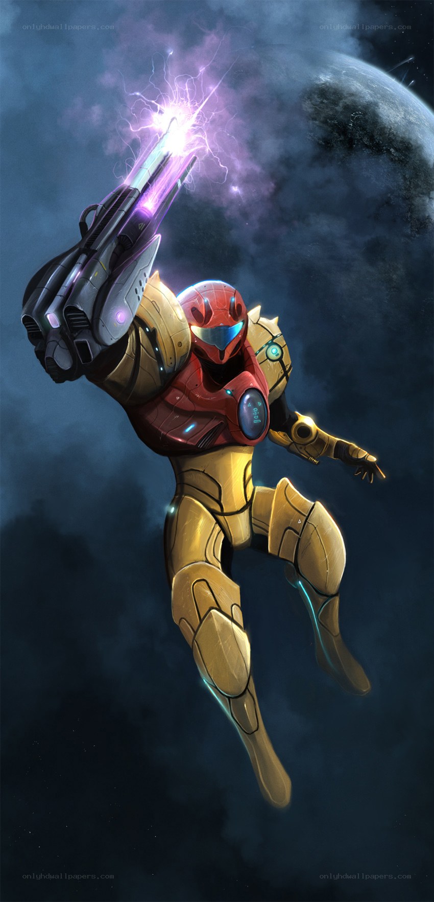 Samus Aran in space