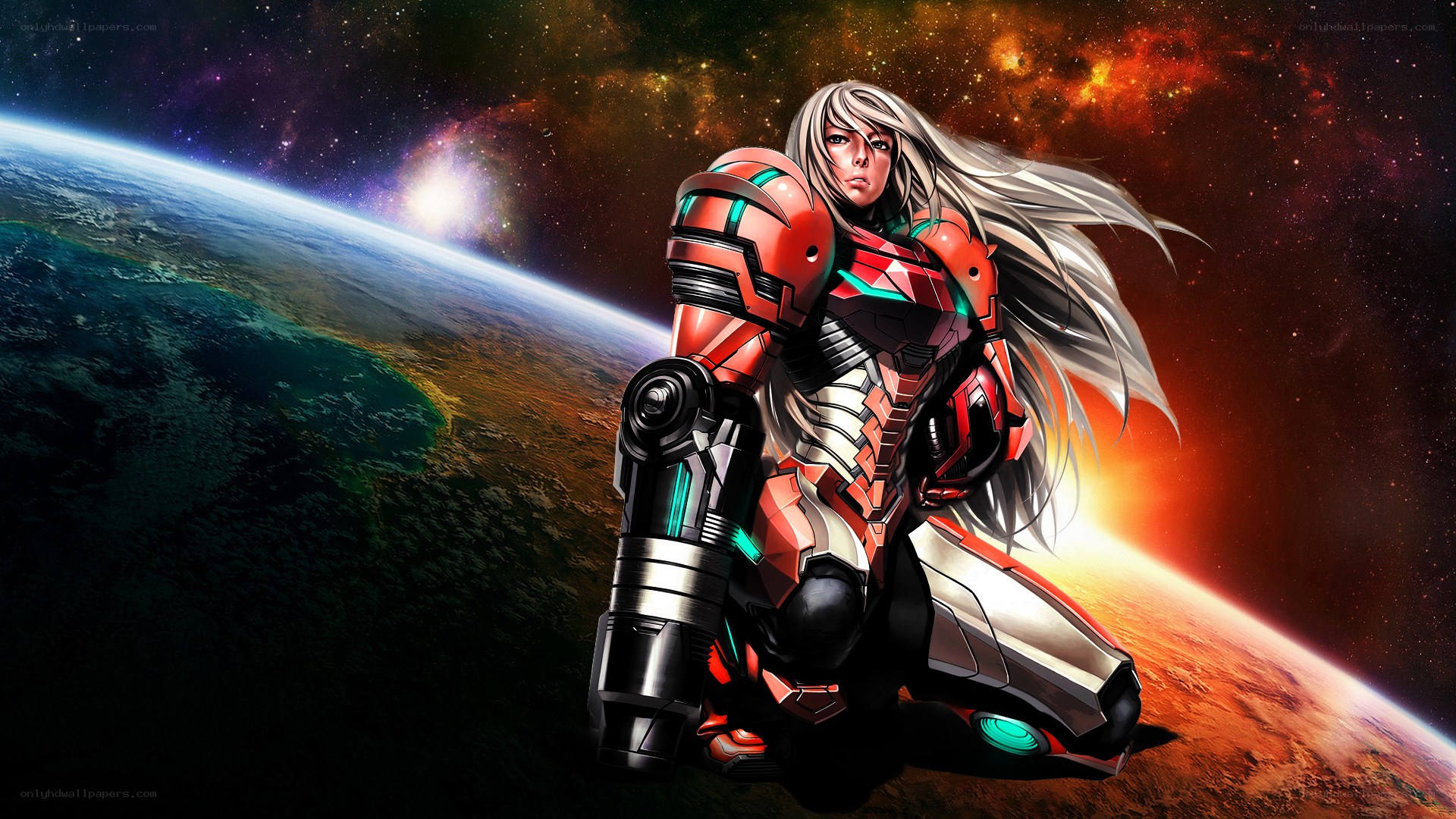 Samus Aran in space