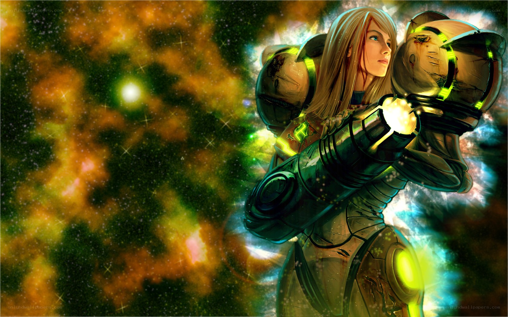 Samus Aran in space