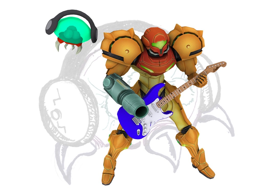 Samus Aran playing guitar