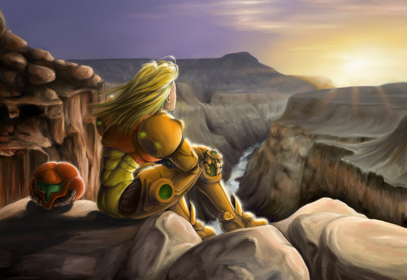 Samus at the canyon edge