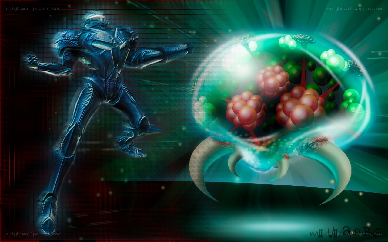 Samus confronts a creature