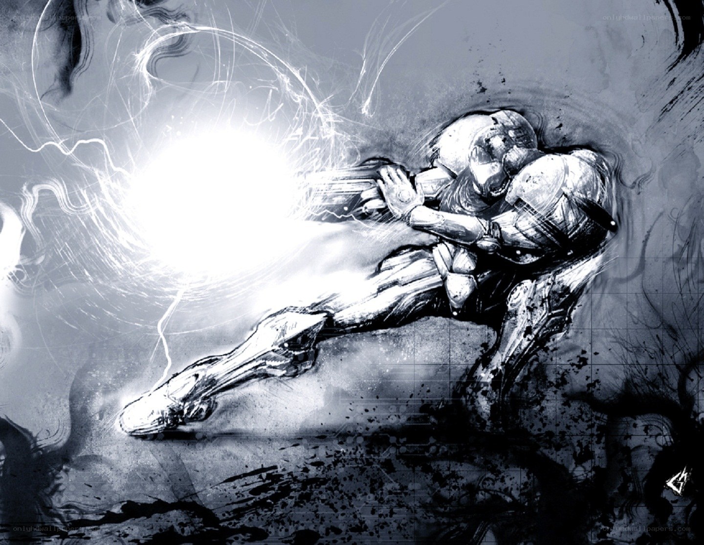 Samus firing weapon
