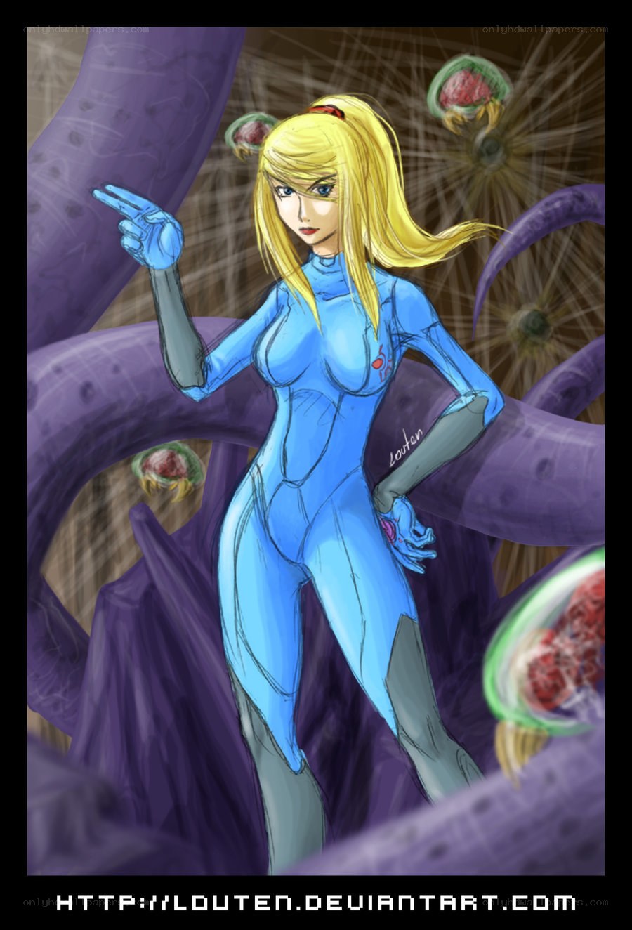 Samus in a blue suit