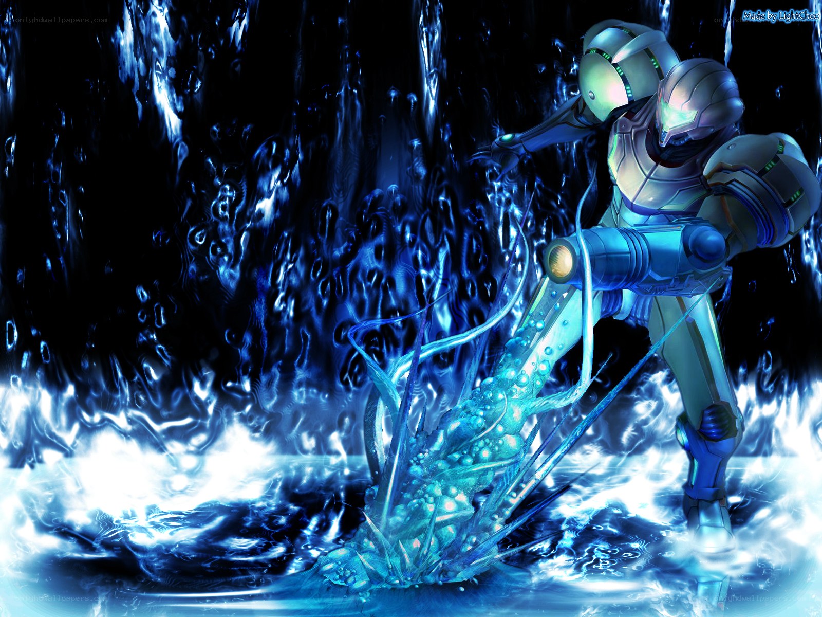 Samus in a water environment