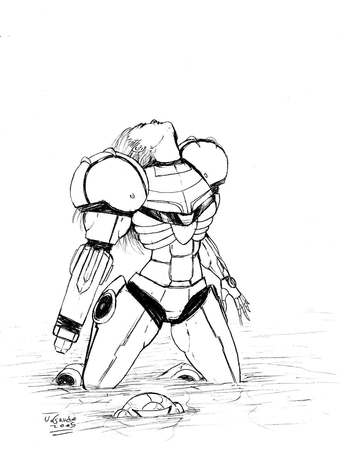 Samus in shallow water