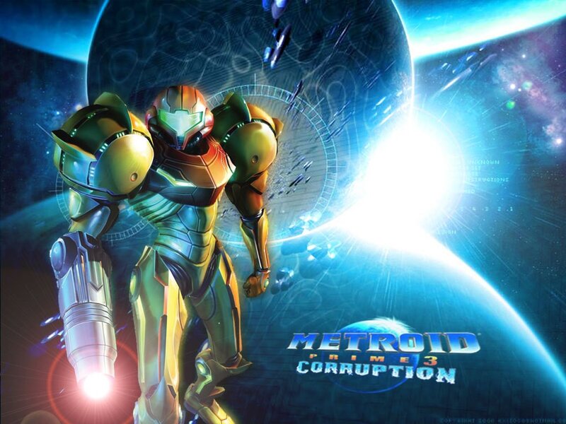 Samus in space with Metroid Prime 3