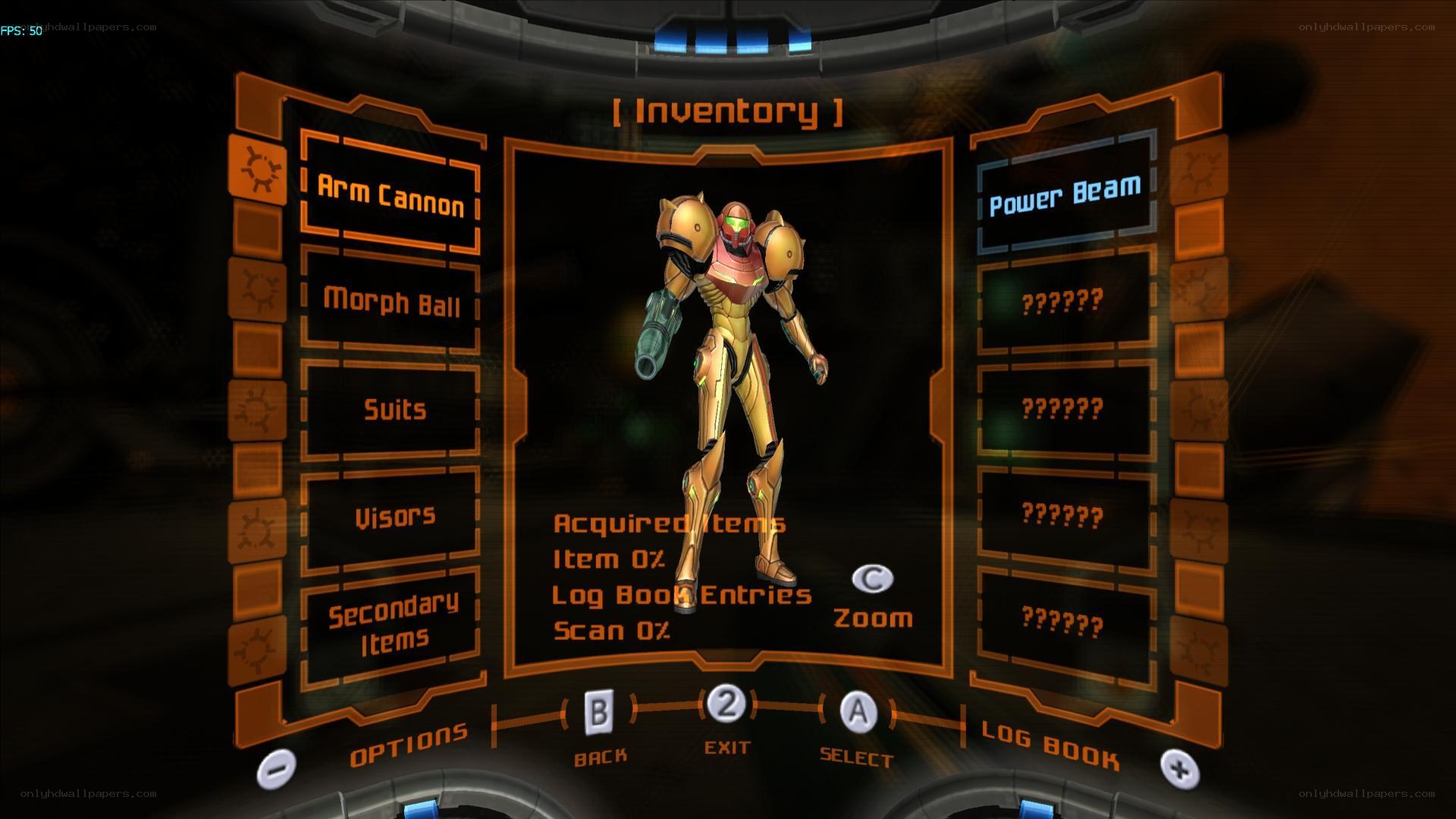 Samus inventory screen