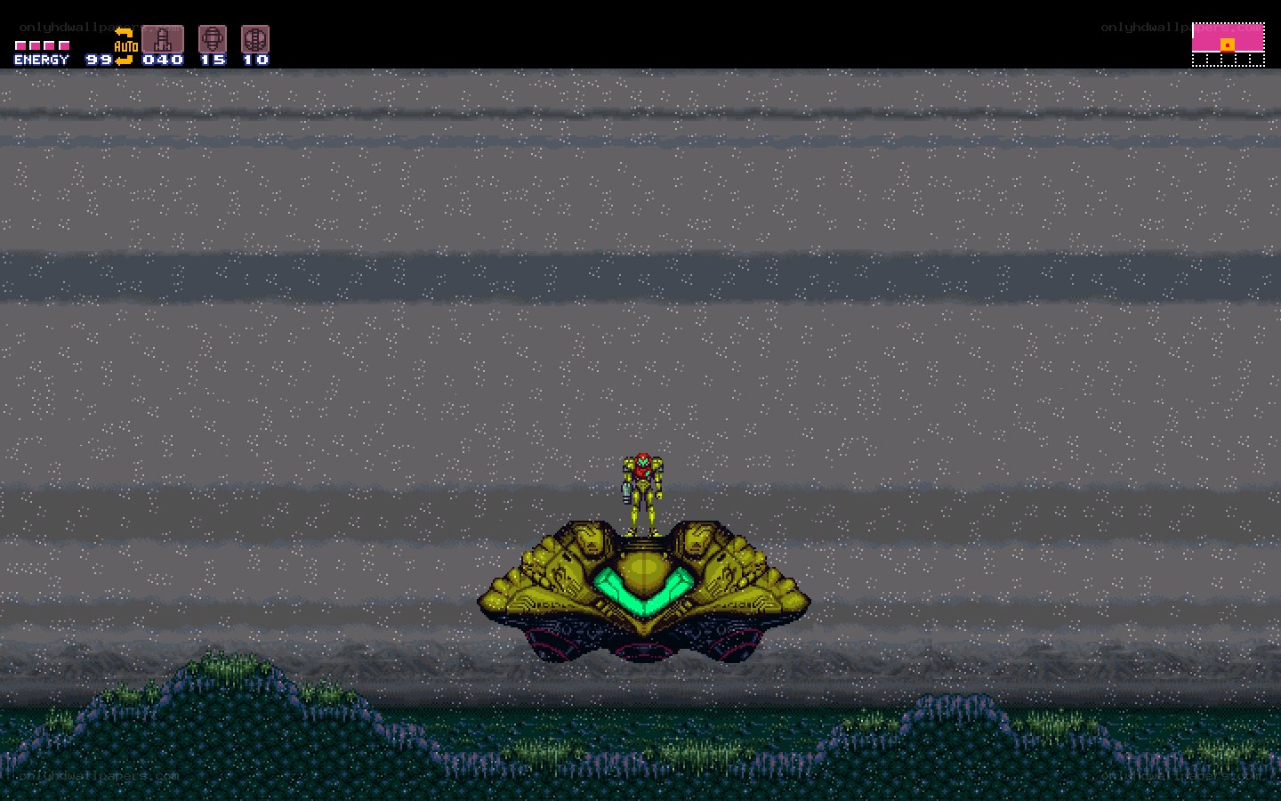 Samus on a hovercraft
