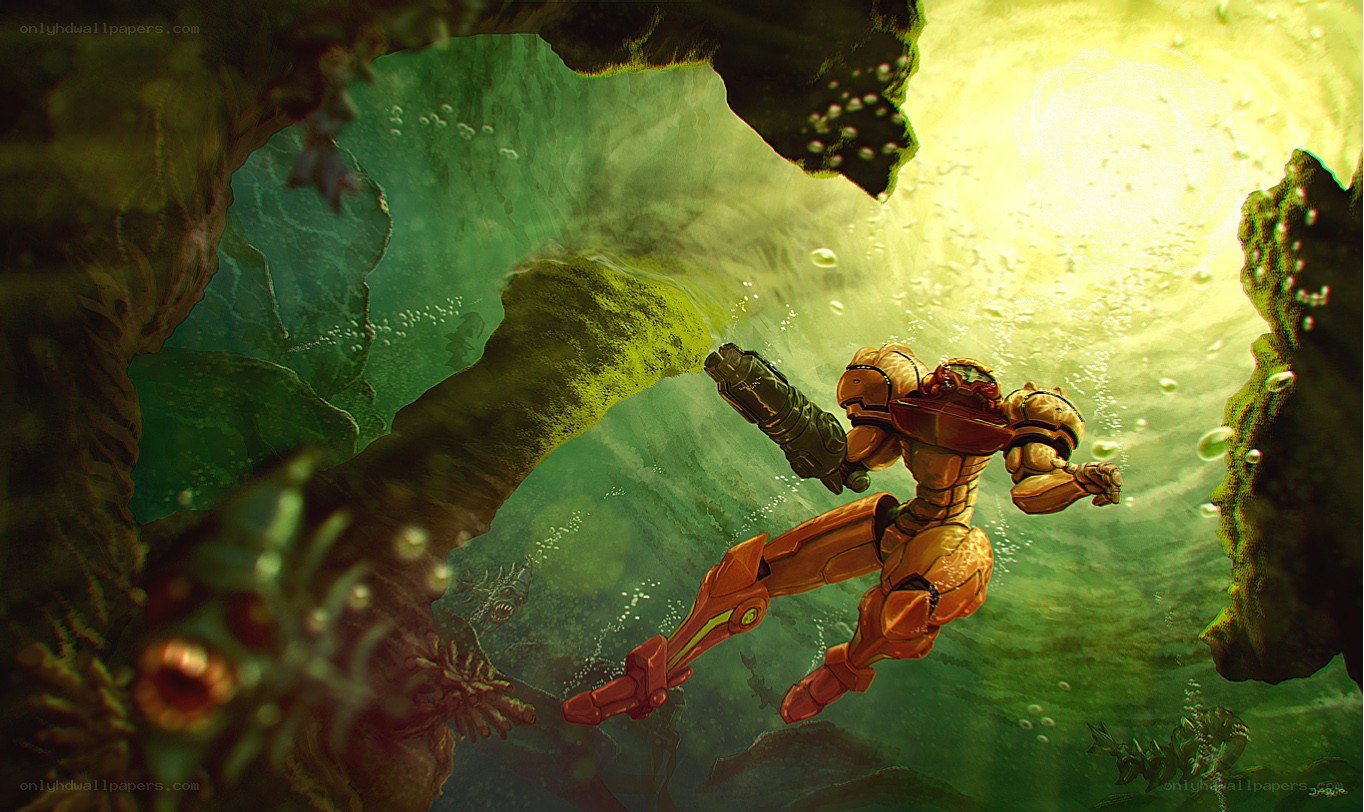 Samus swims underwater