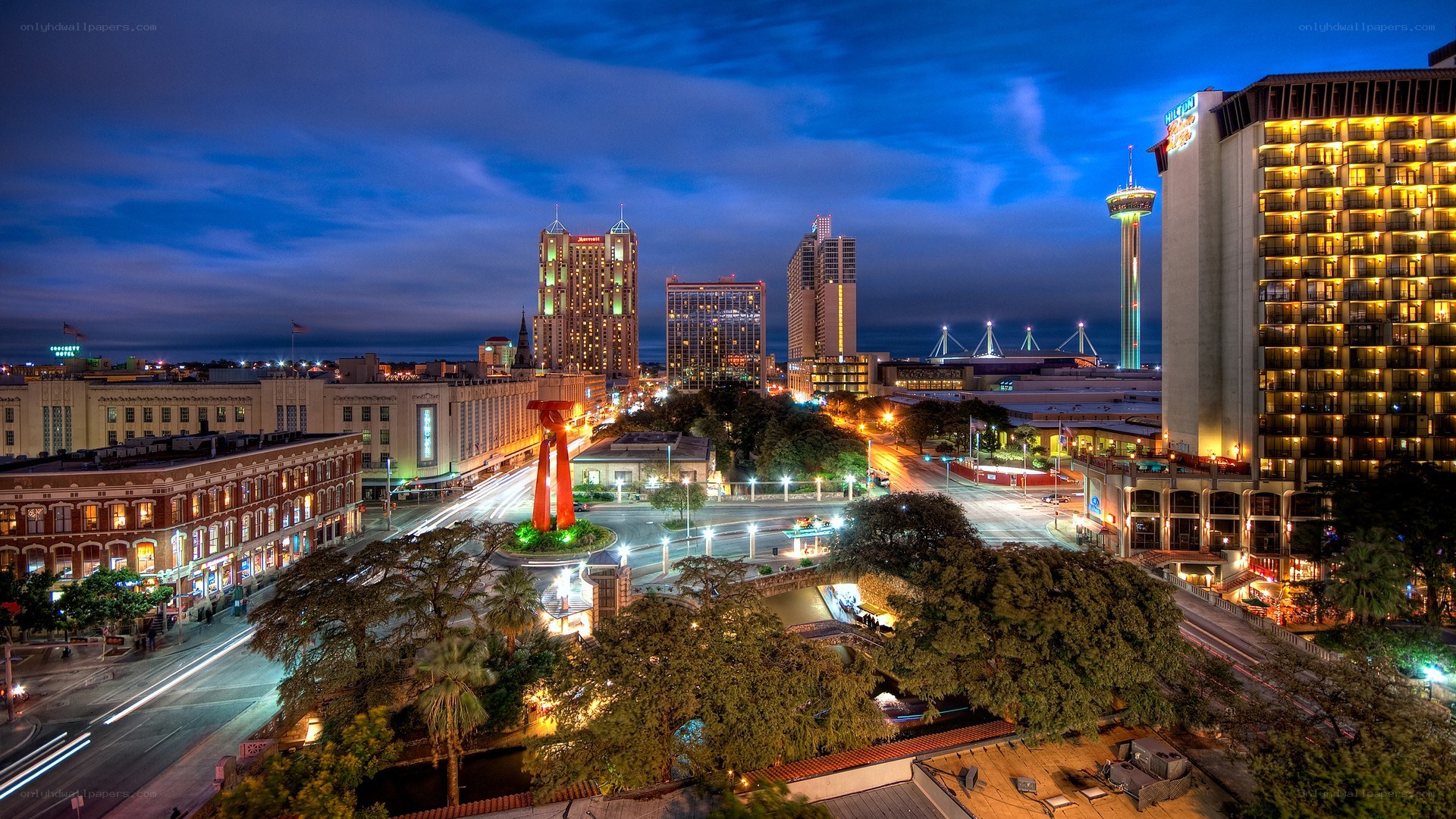 San Antonio skyline at dusk