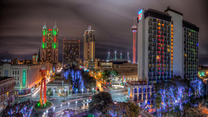 San Antonio Skyline at Night — Blue, Dramatic