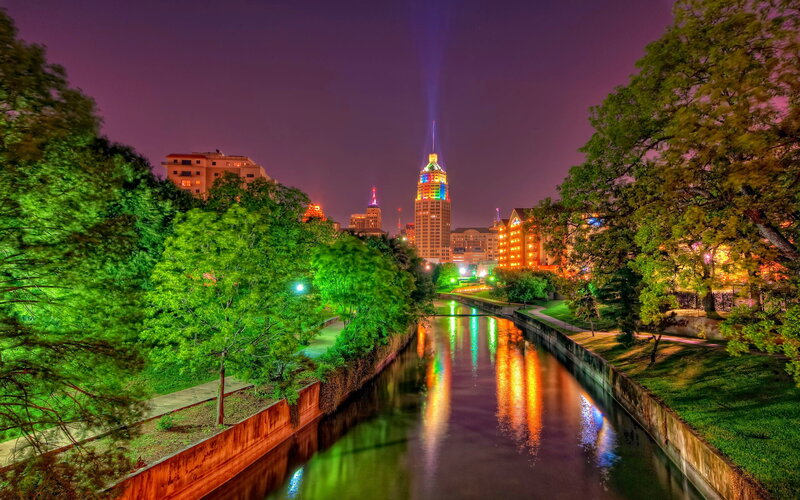 San Antonio Skyline at Night — Purple