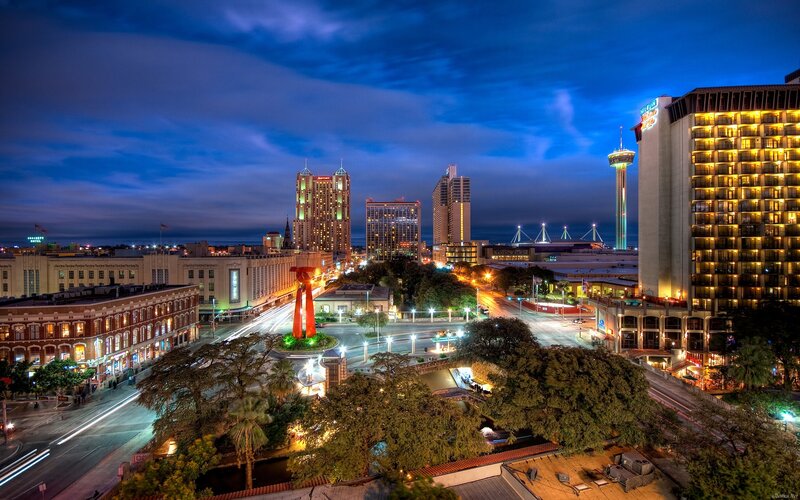 San Antonio Skyline — Blue, Dramatic, Night