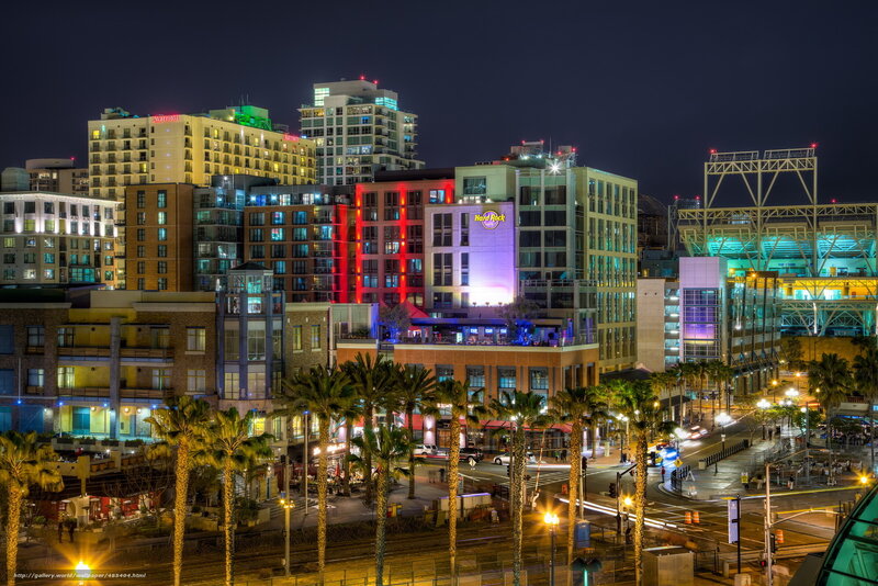San Diego Cityscape at Night — Black