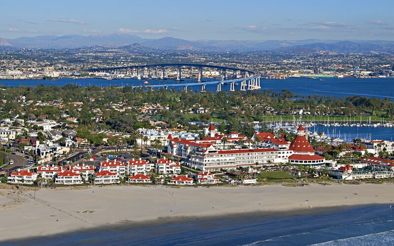 San Diego coastal view with hotel