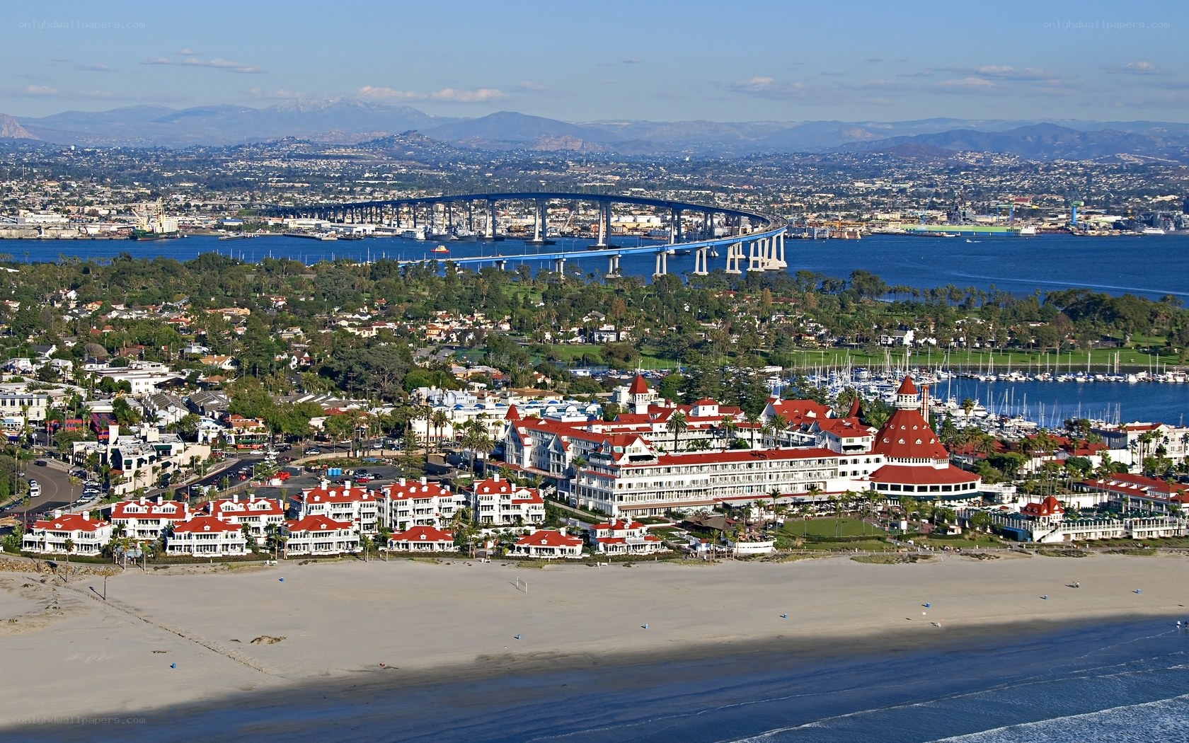 San Diego coastal view with hotel