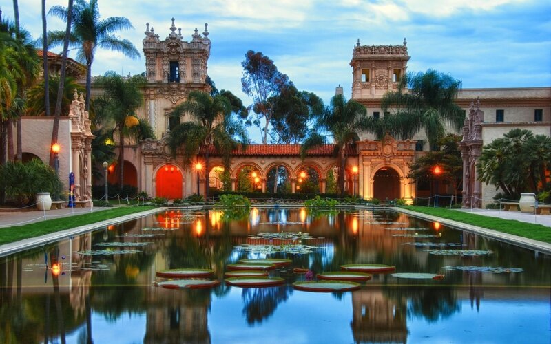 San Diego's Balboa Park at dusk