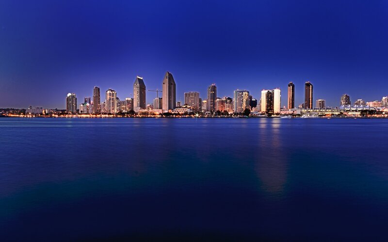 San Diego skyline at dusk