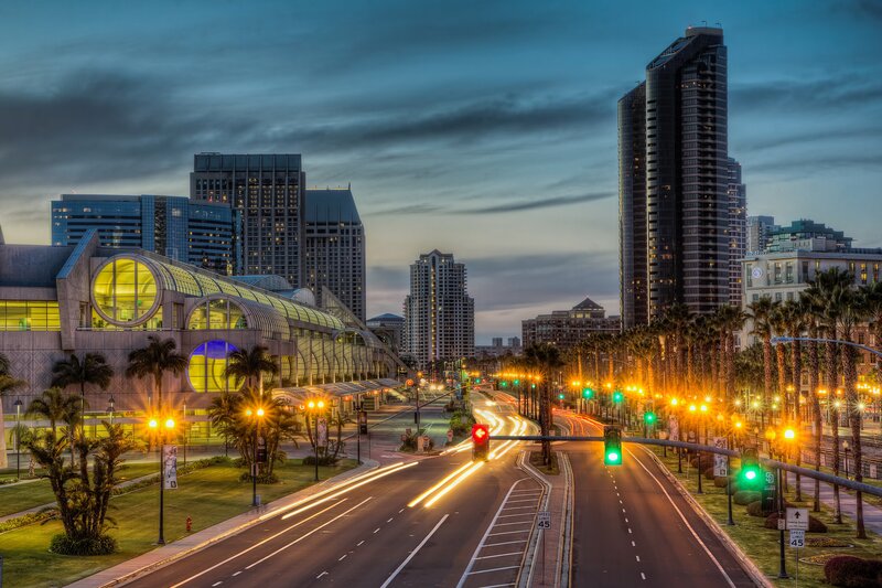 San Diego skyline at dusk