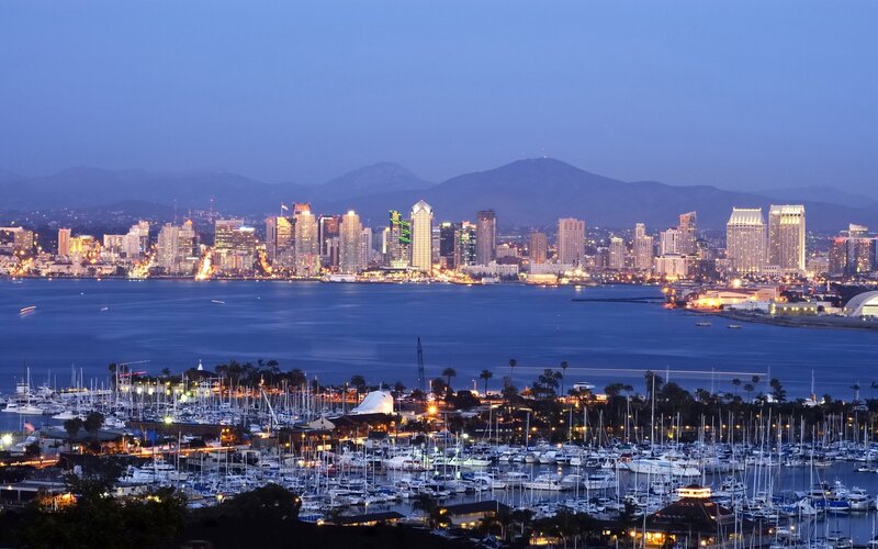 San Diego skyline at dusk