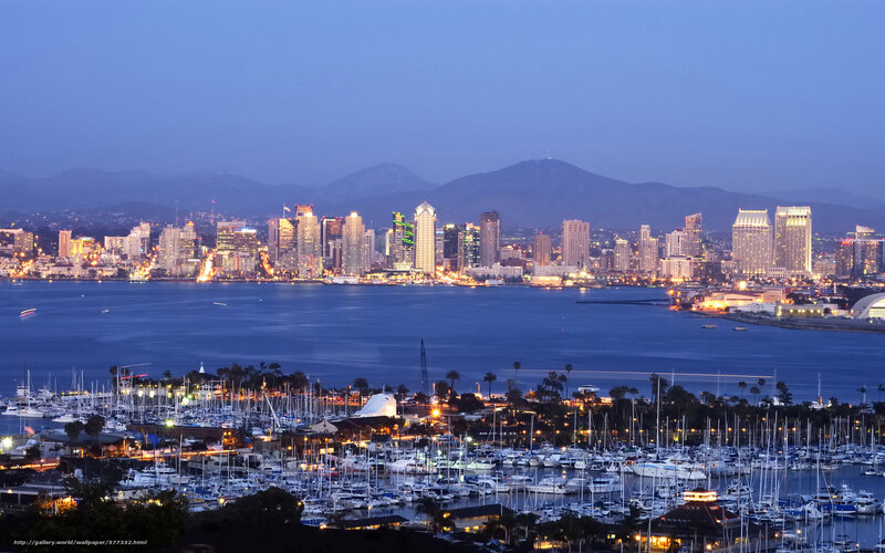 San Diego Skyline at Dusk — Blue, Calm