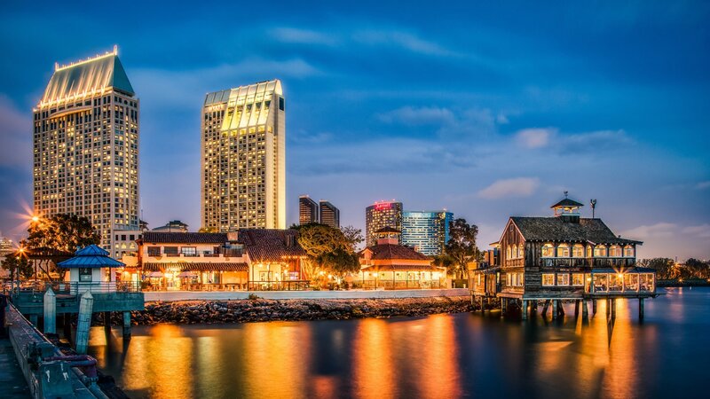 San Diego Skyline at Dusk — Blue, Serene
