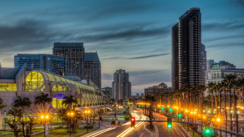 San Diego Skyline at Dusk — Blue