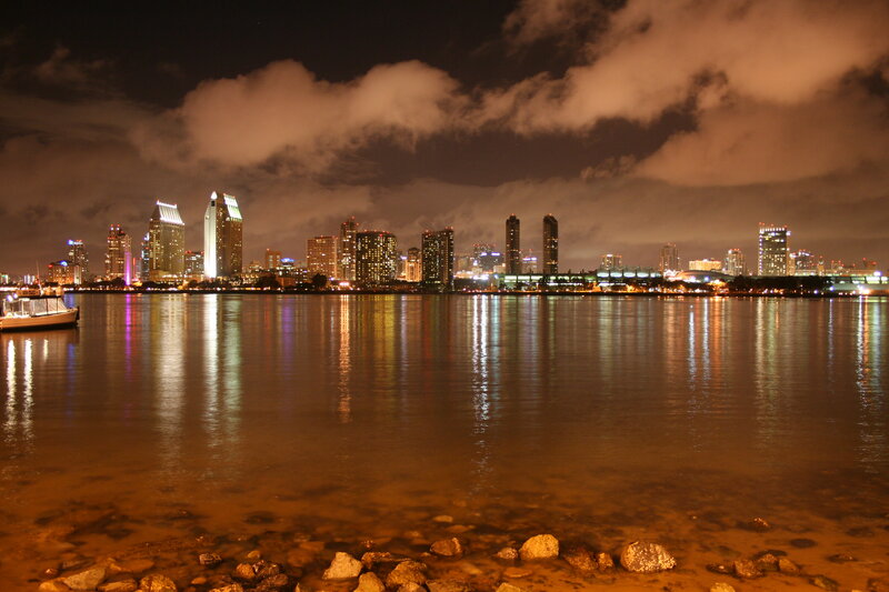 San Diego Skyline at Night — Black