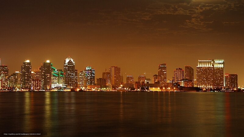 San Diego Skyline at Night — Orange, Calm