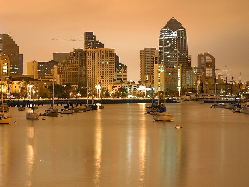 San Diego Skyline at Night — Orange
