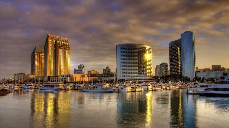 San Diego skyline at sunset