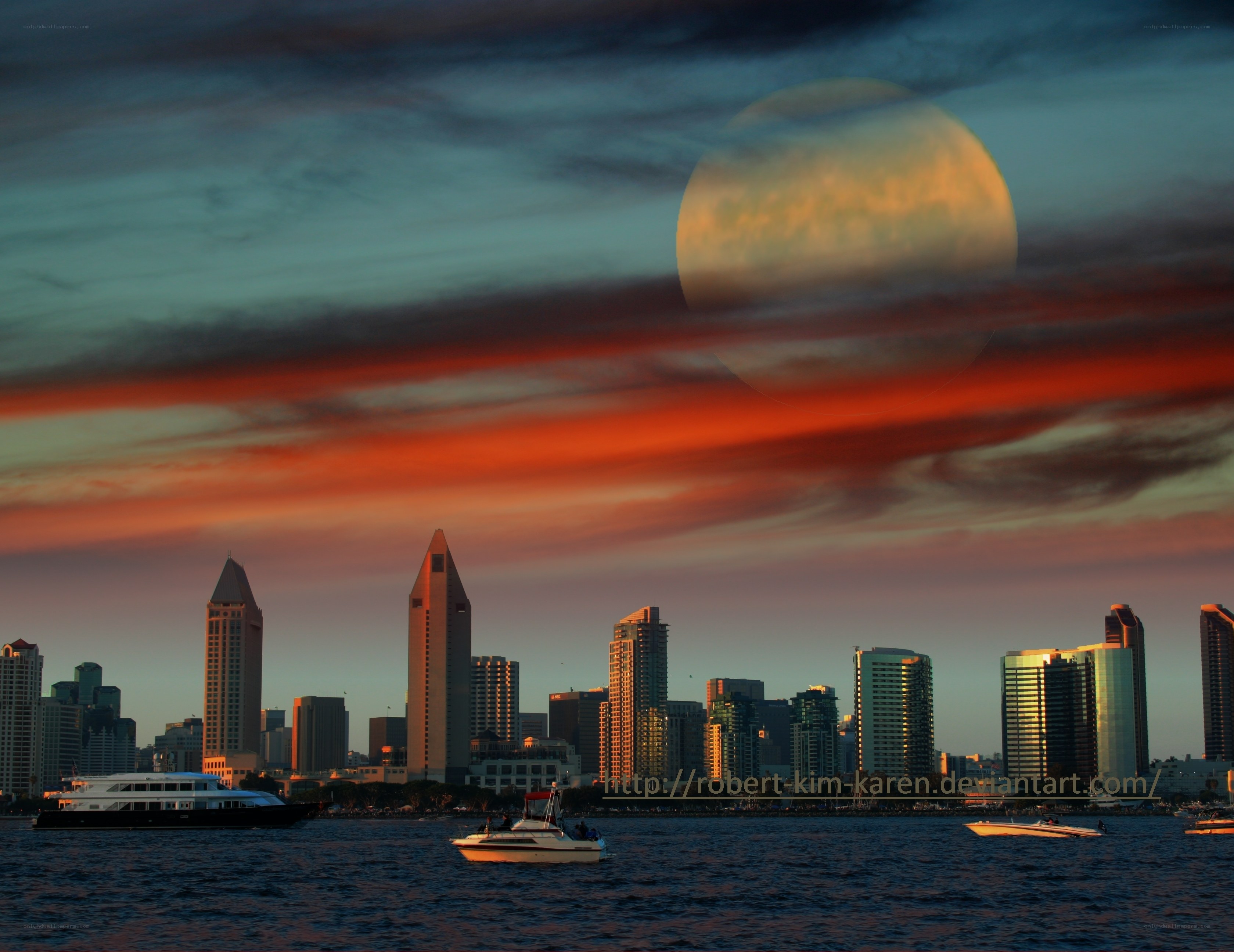 San Diego skyline at sunset