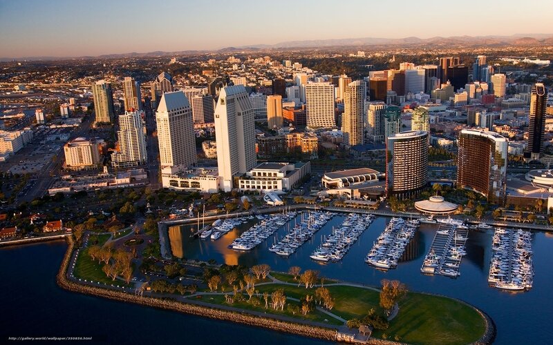 San Diego skyline at sunset