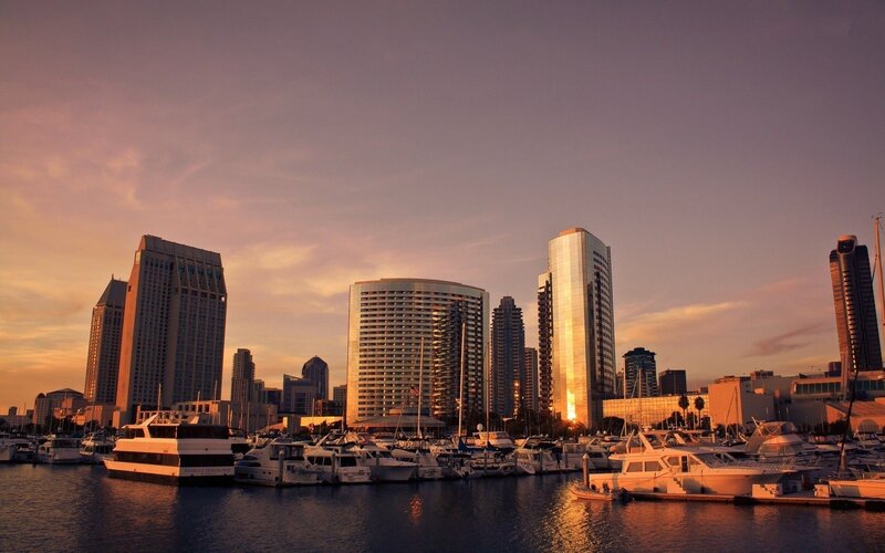 San Diego Skyline at Sunset — Purple, Serene