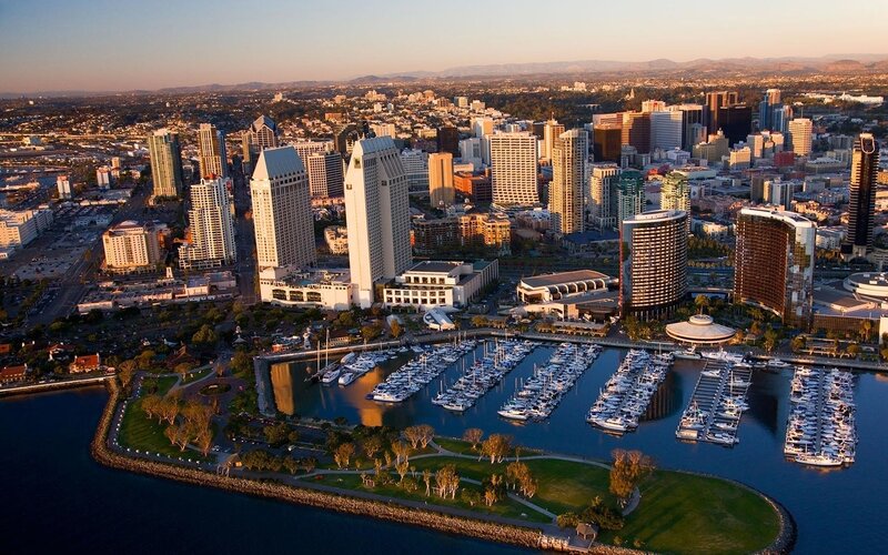 San Diego skyline at sunset