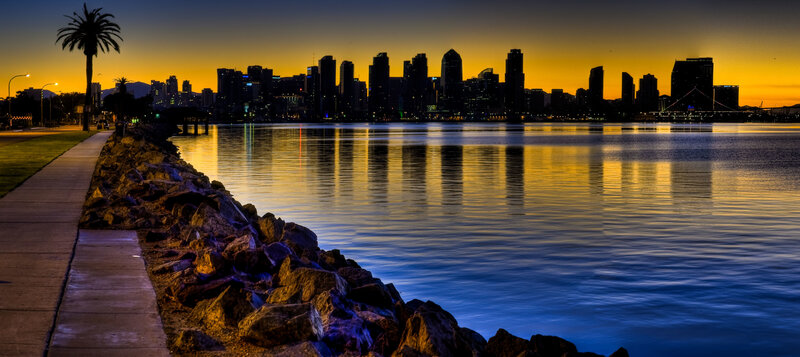 San Diego Skyline at Sunset — Yellow