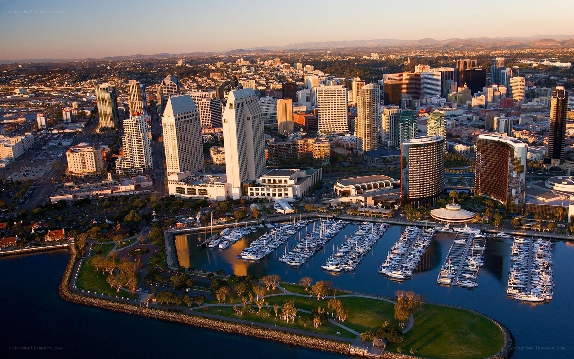 San Diego skyline at sunset