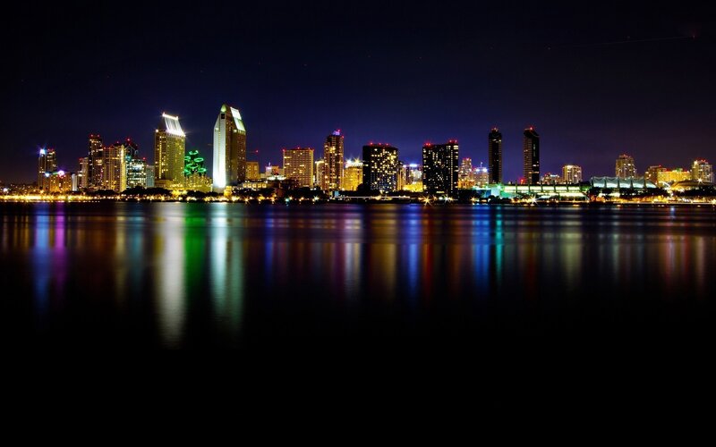 San Diego Skyline — Black, Calm