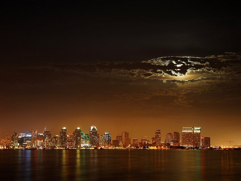 San Diego Skyline — Black, Dramatic