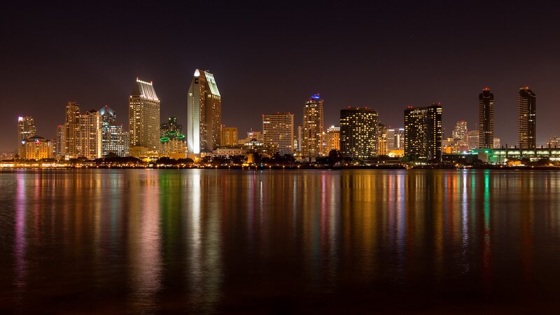 San Diego Skyline — Black, Serene, Night