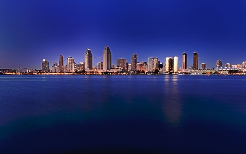 San Diego Skyline — Blue, Serene, Night
